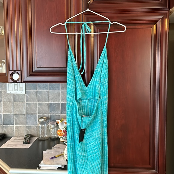 ZARA Turquoise Blue Ribbed Cotton Blend Jumpsuit size medium - Picture 12 of 14